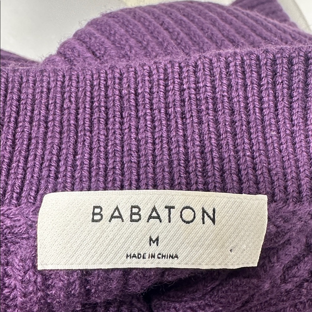 Aritzia Babaton Sweater Top Long Sleeve Knit Wool V Neck Ribbed Purple Medium - Picture 5 of 7